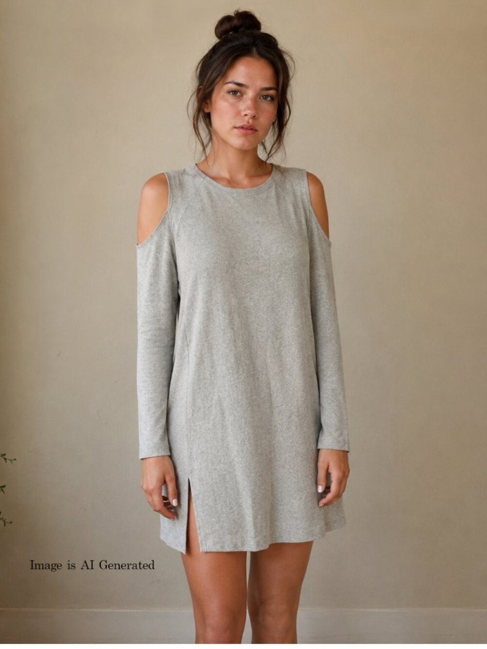 AllSaints Esther Cold-Shoulder Grey Jersey Dress – Size Small